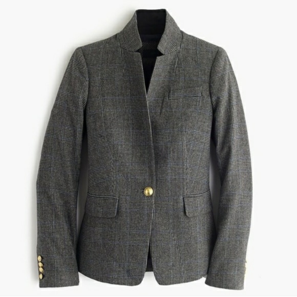 J. Crew Gray Tweed Blazer with Gold Button NWOT